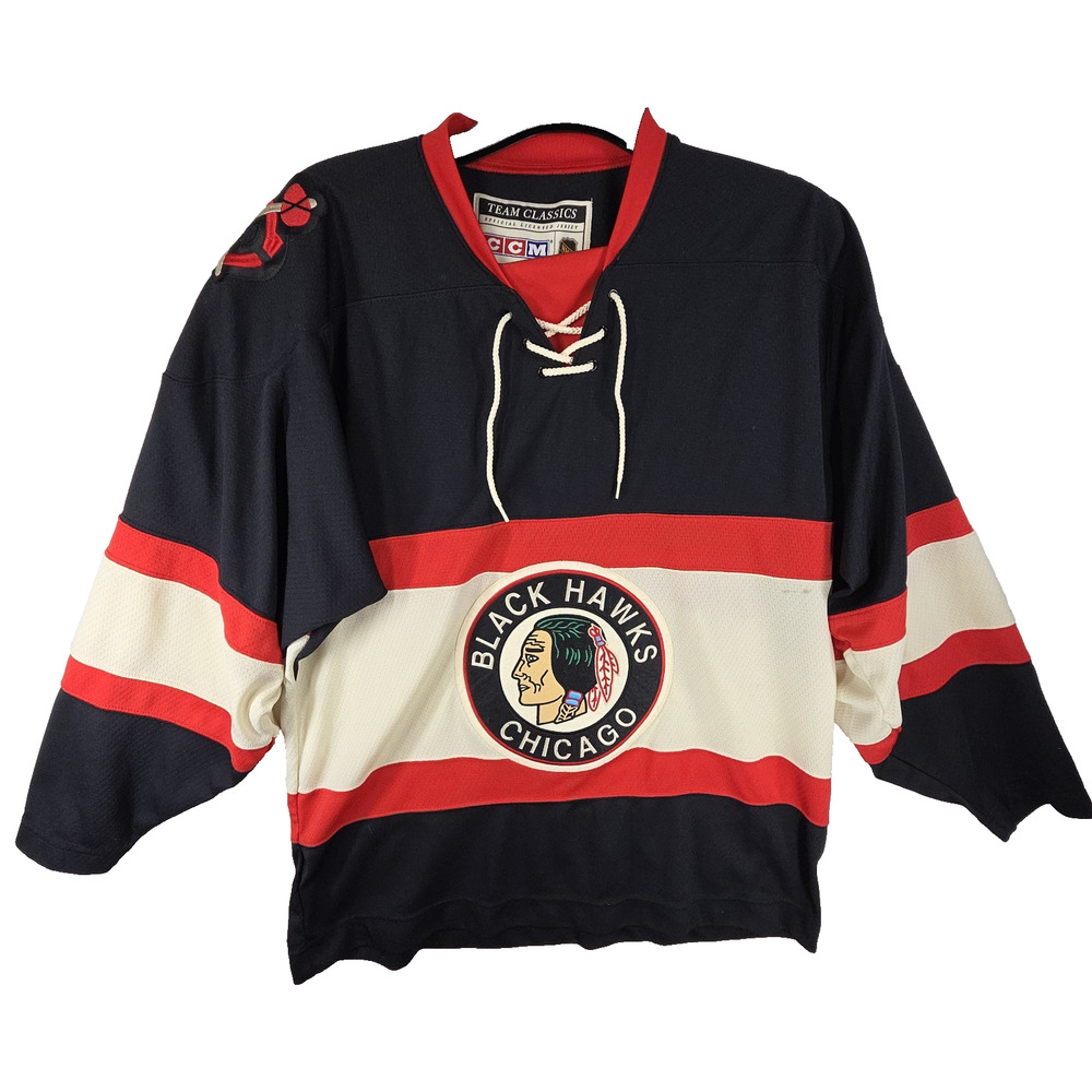 CCM Chicago Blackhawks Reebok Marian Hossa Jersey Black NHL Center Ice Medium